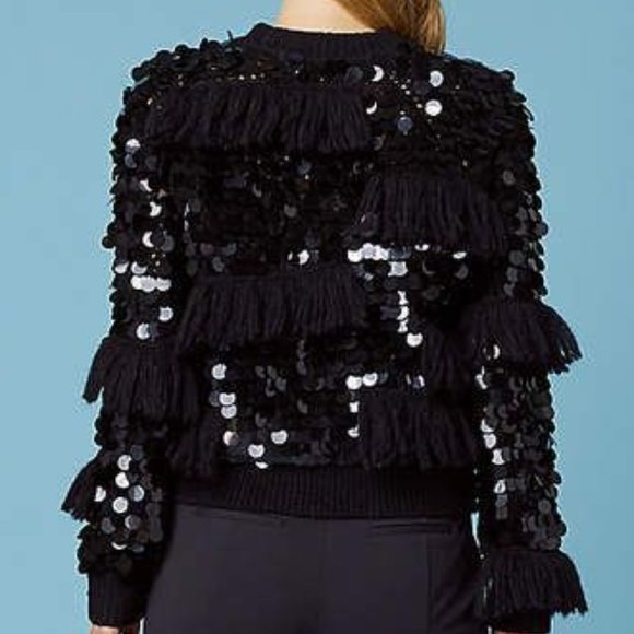 DVF | Diane's Edit | Alix Sequin Pullover in Black Size Med - Picture 2 of 11